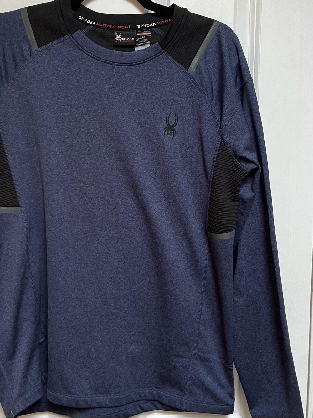 Spyder Men’s Navy Long-Sleeve Performance Crewneck with Black Accents